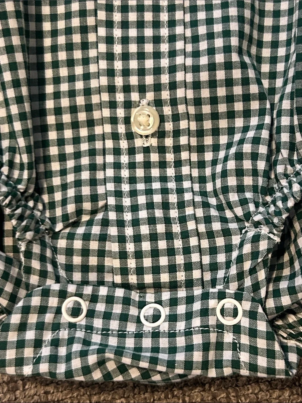 Polo by Ralph Lauren Green Gingham Button-Front Baby Bodysuit 50%OFF SEND OFFER